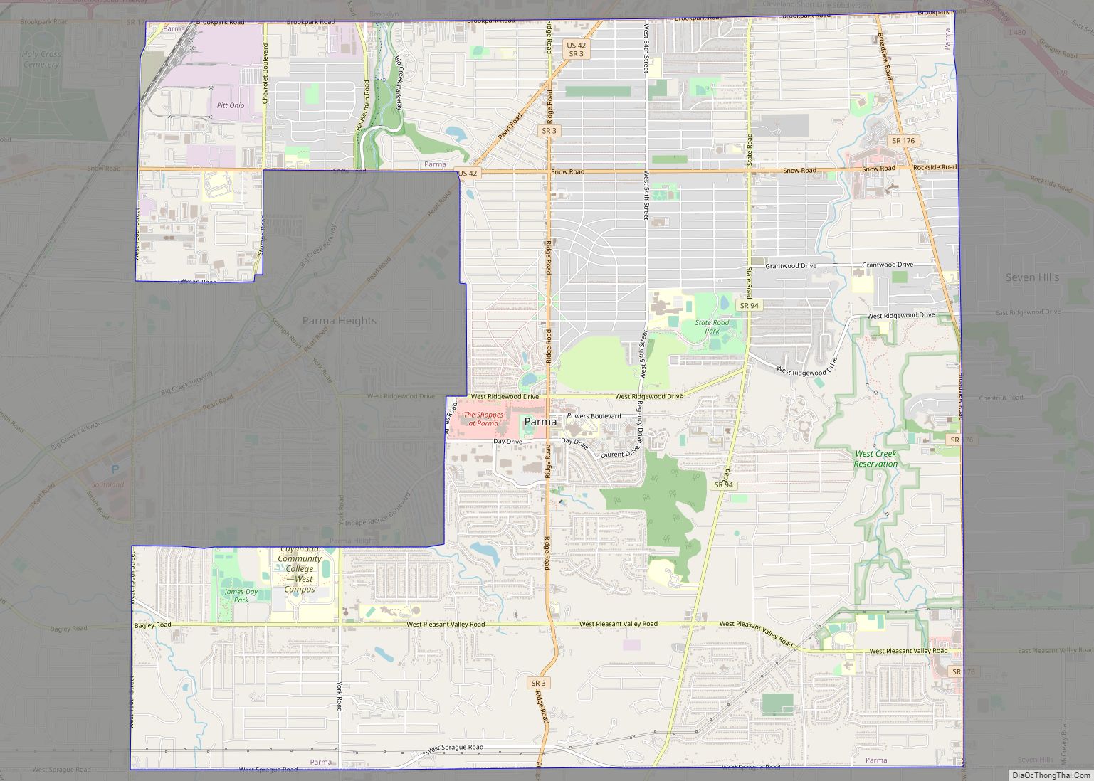 Map of Parma city, Ohio