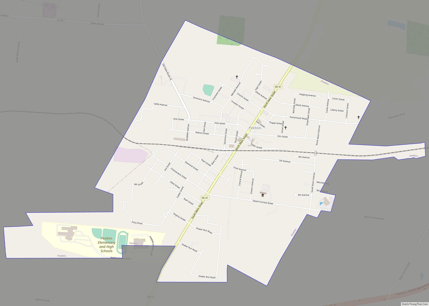 Map of Peebles village