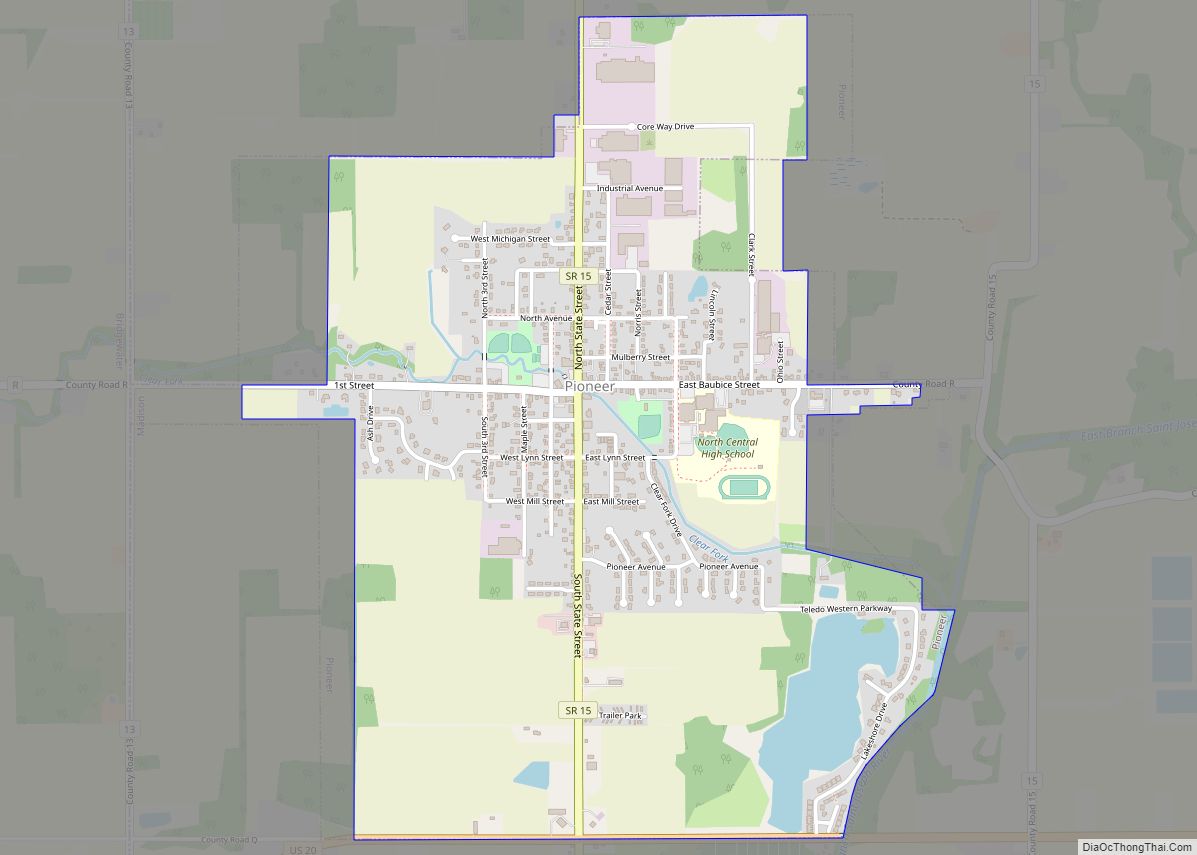 Map of Pioneer village, Ohio