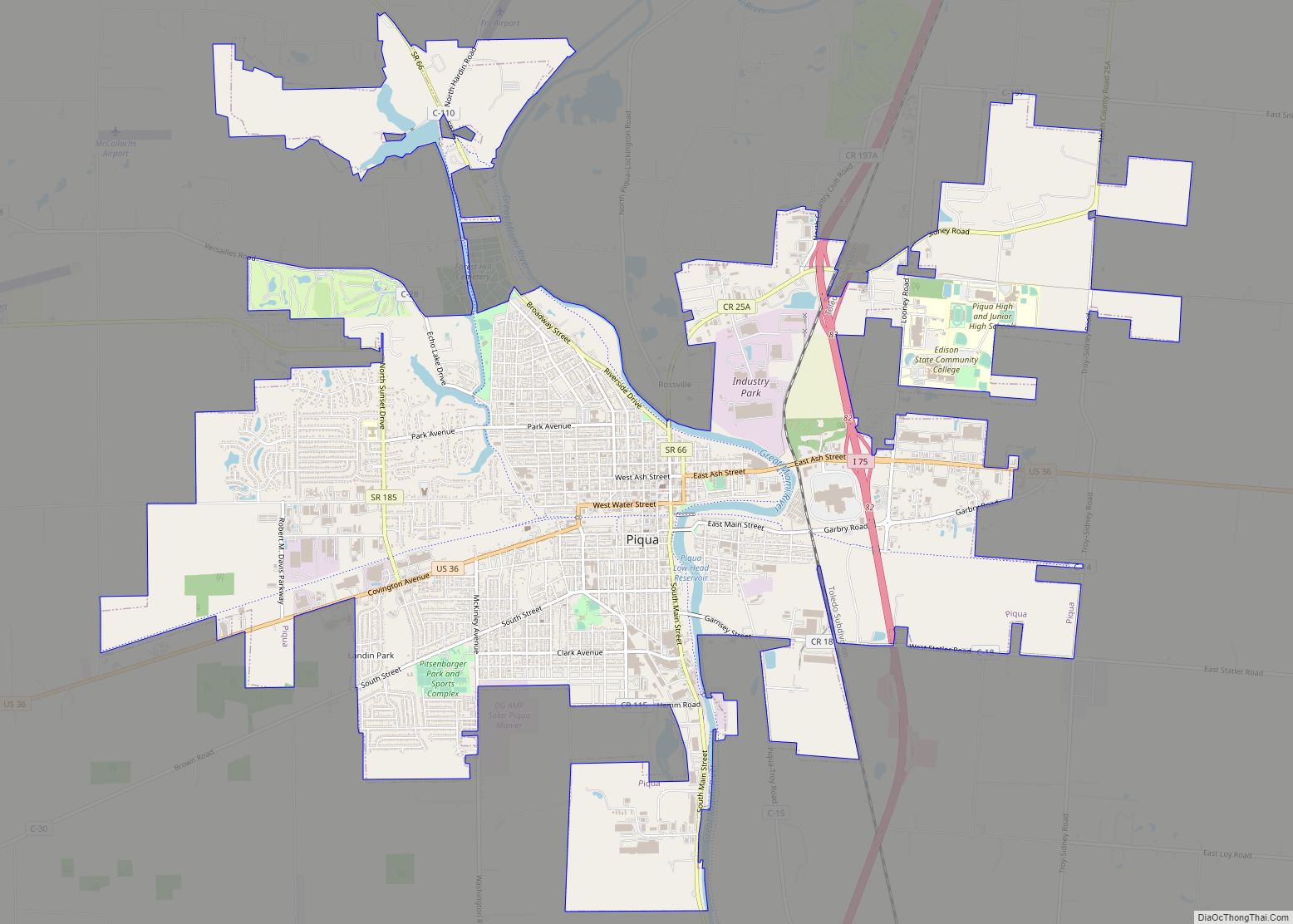 Map of Piqua city, Ohio