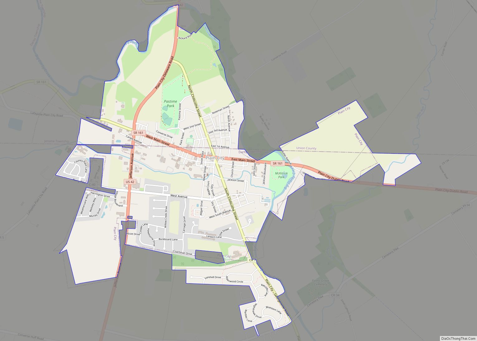 Map of Plain City village