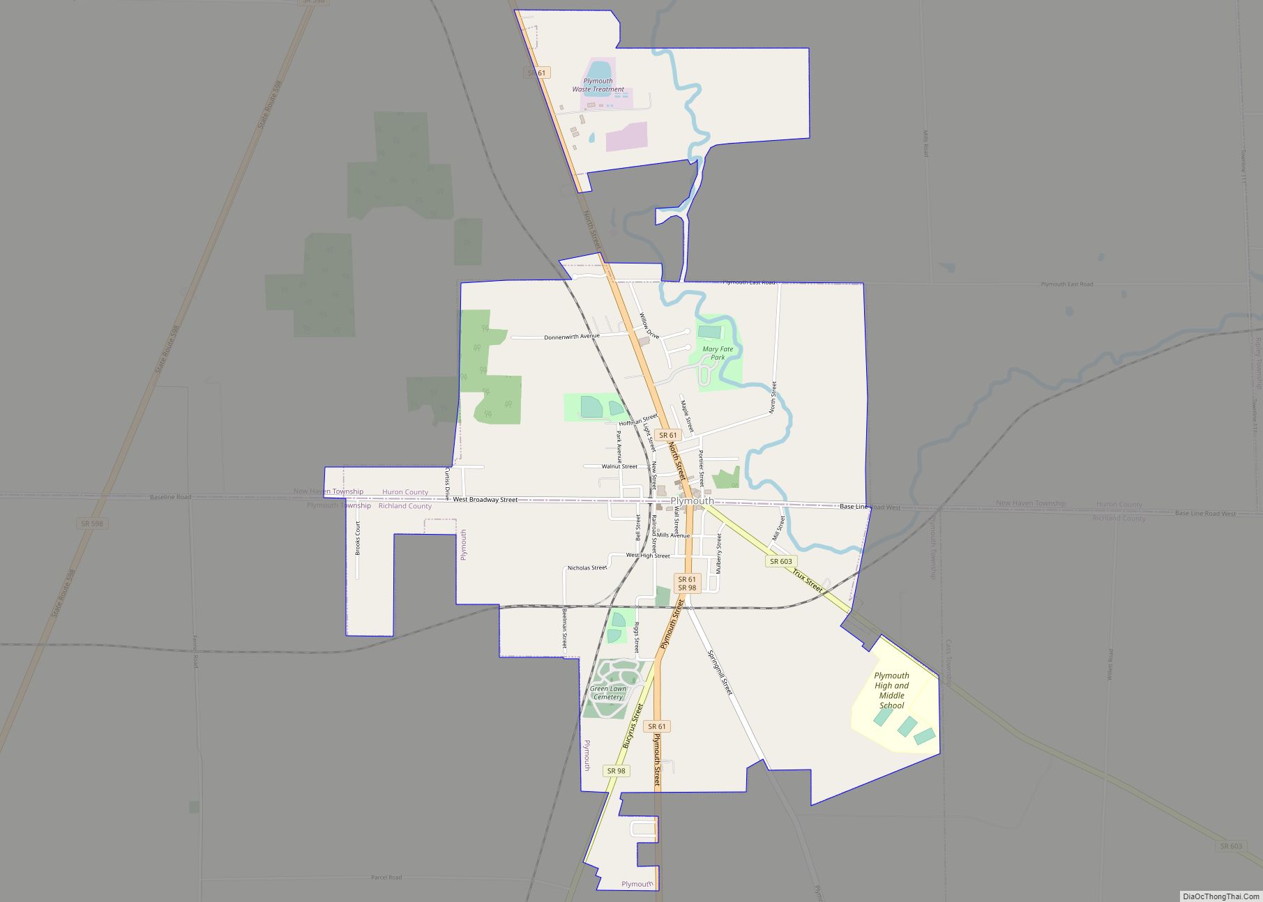 Map of Plymouth village, Ohio