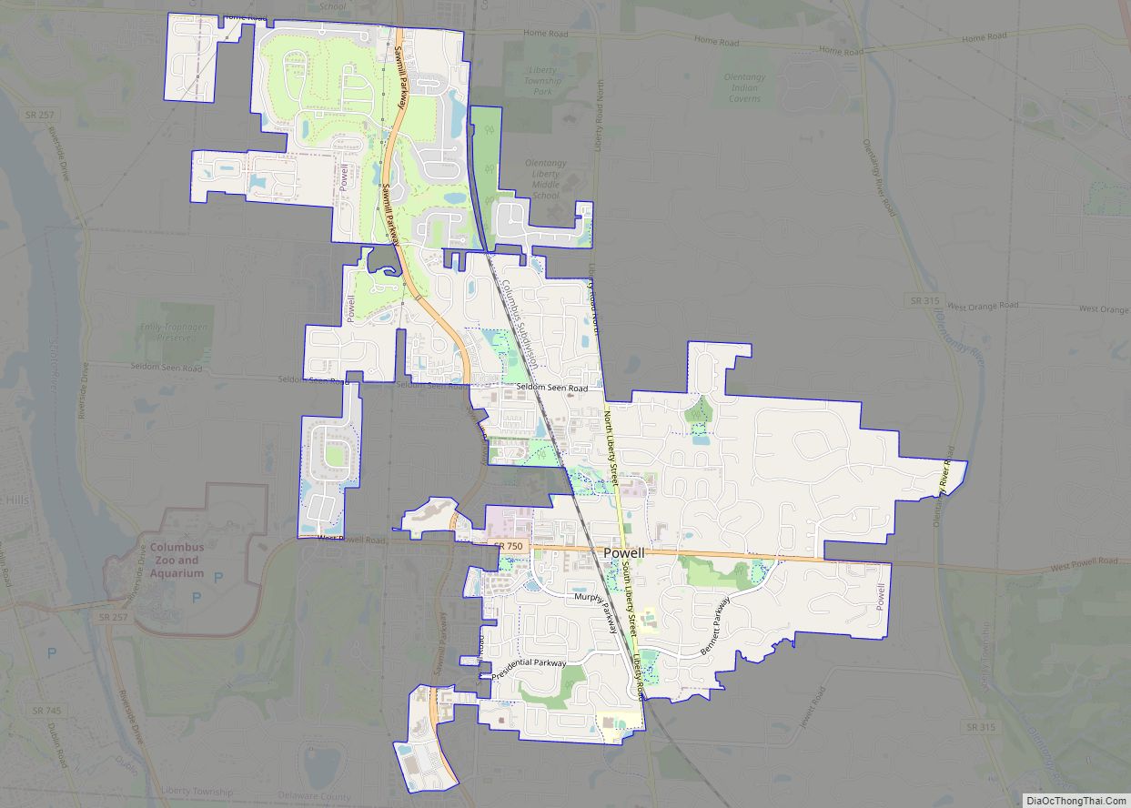 Map of Powell city, Ohio