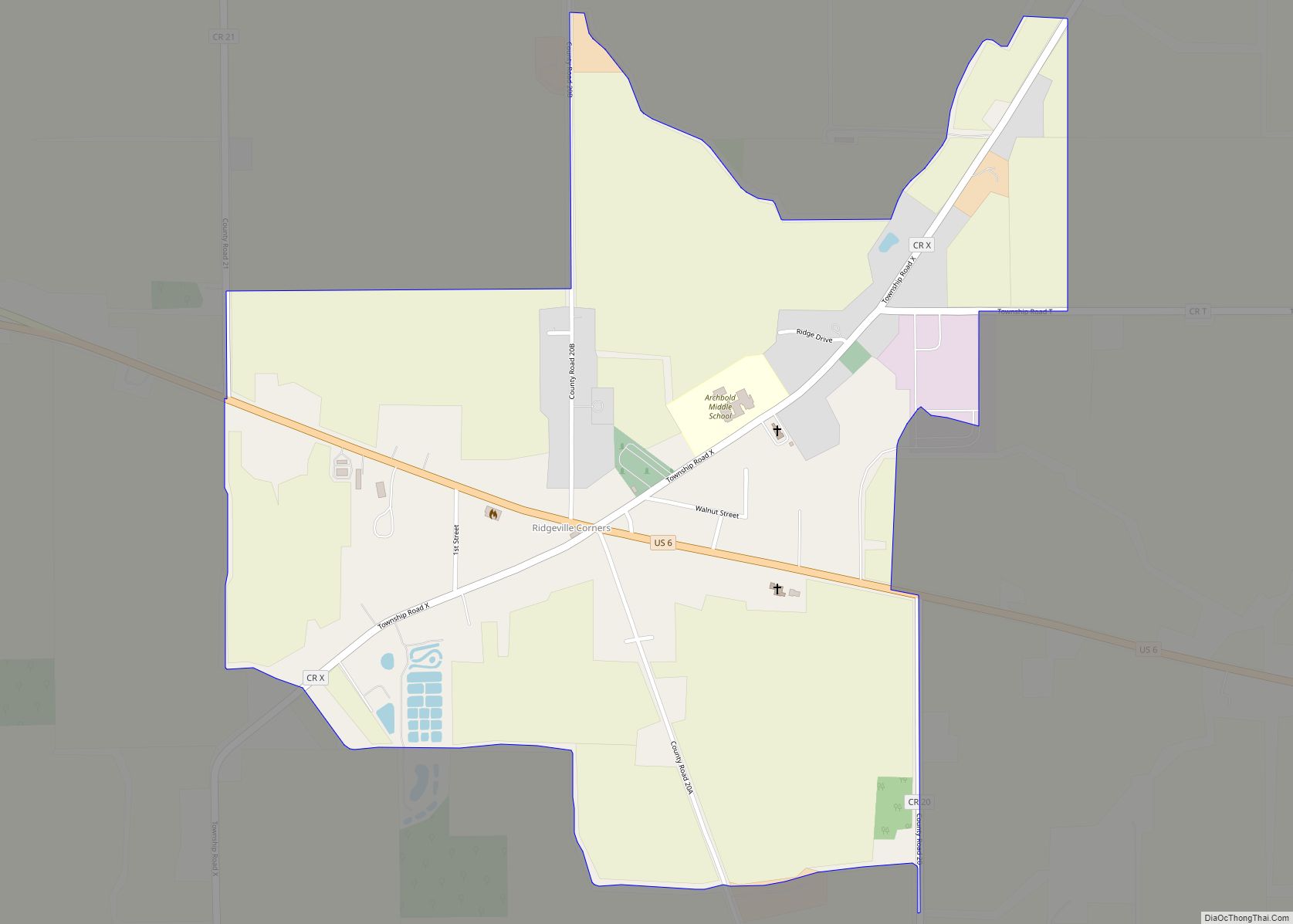 Map of Ridgeville Corners CDP