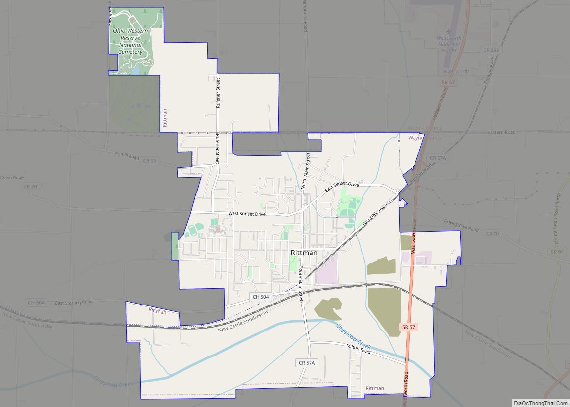 Map of Rittman city