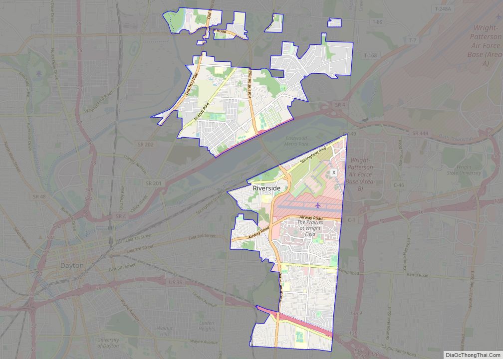 Map of Riverside city, Ohio