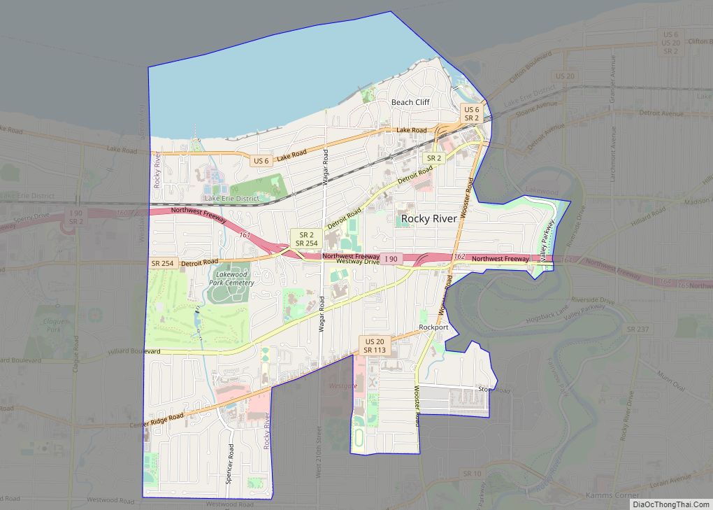 Map of Rocky River city
