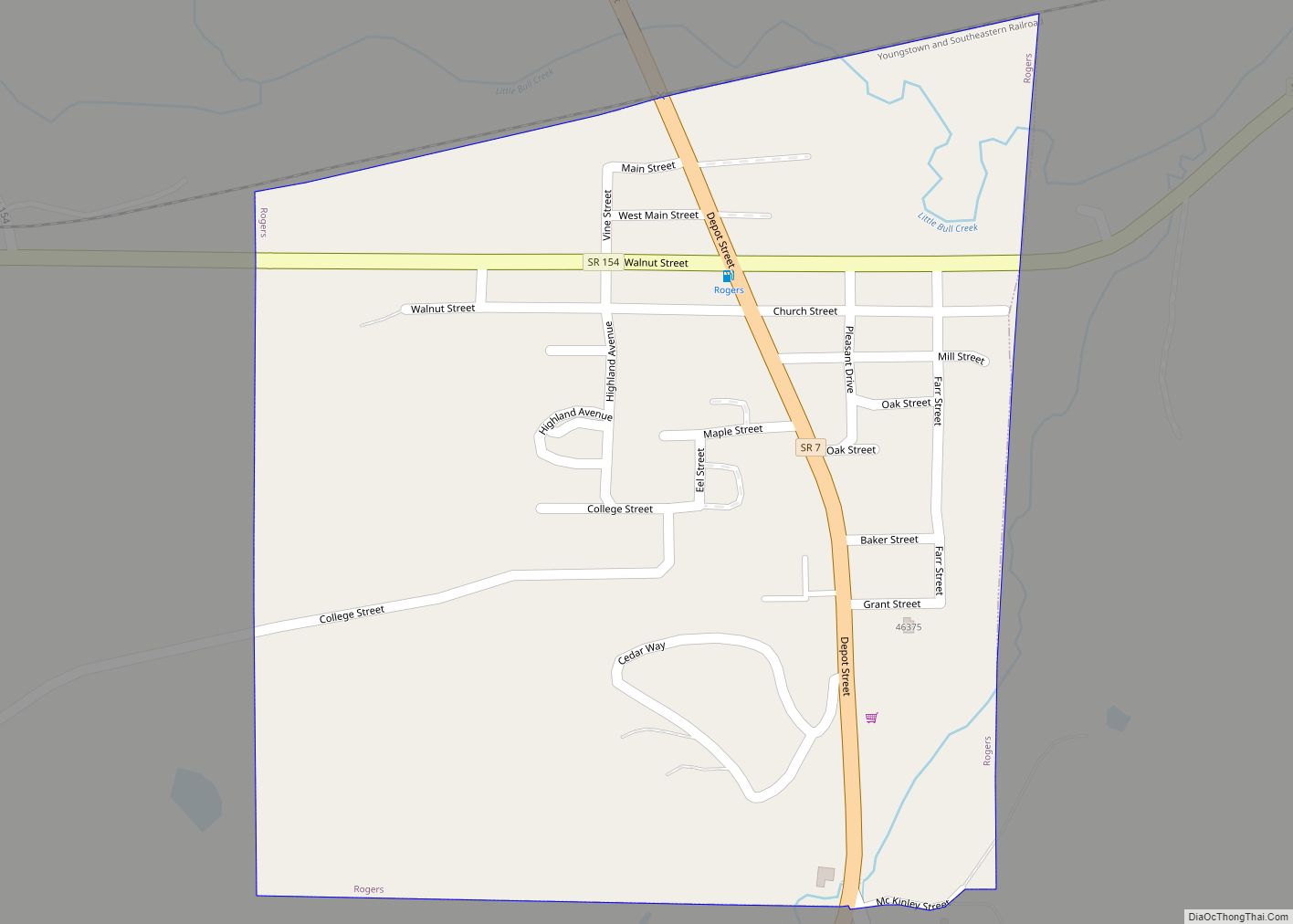 Map of Rogers village, Ohio