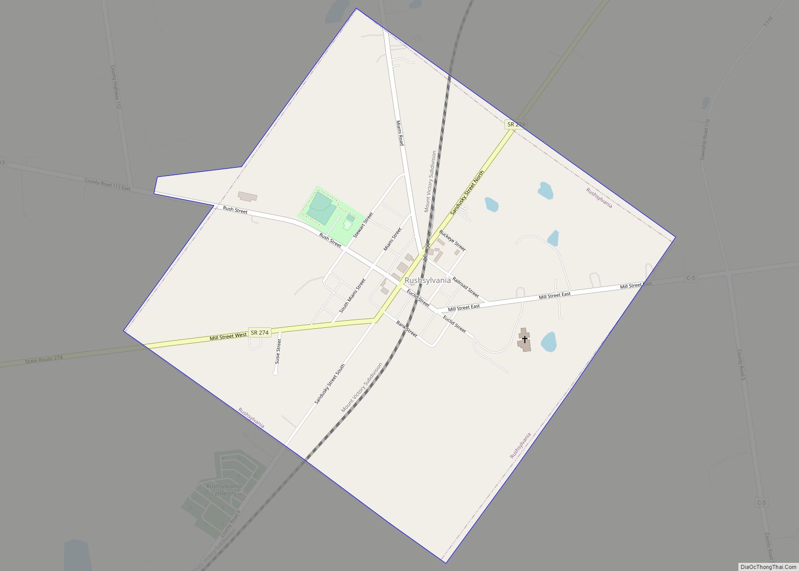 Map of Rushsylvania village