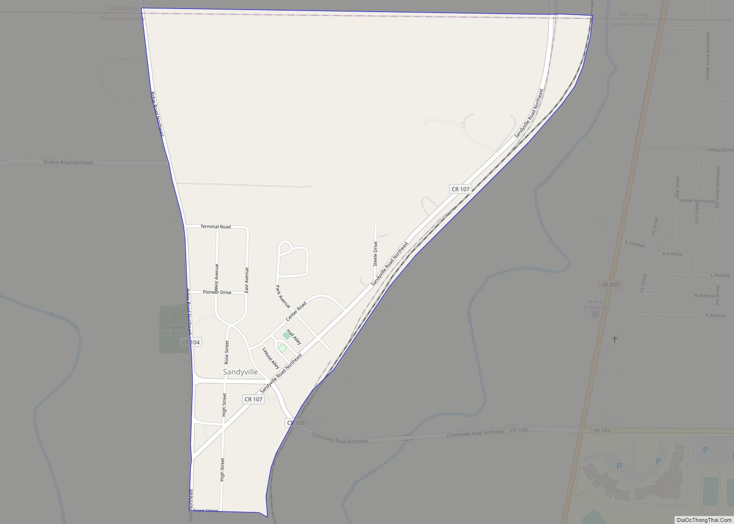 Map of Sandyville CDP, Ohio