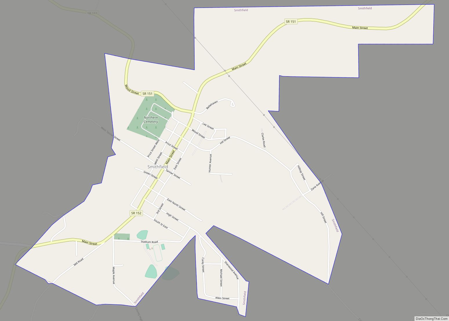 Map of Smithfield village, Ohio