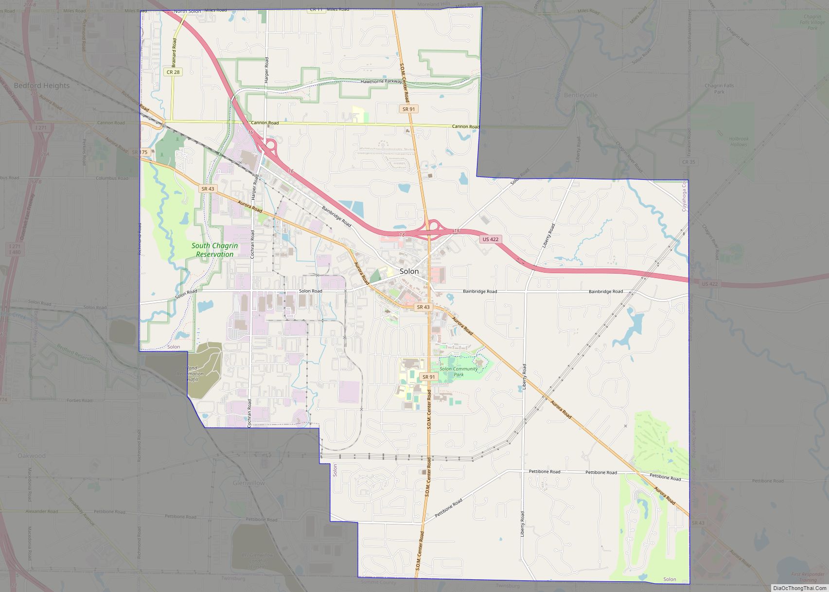 Map of Solon city, Ohio