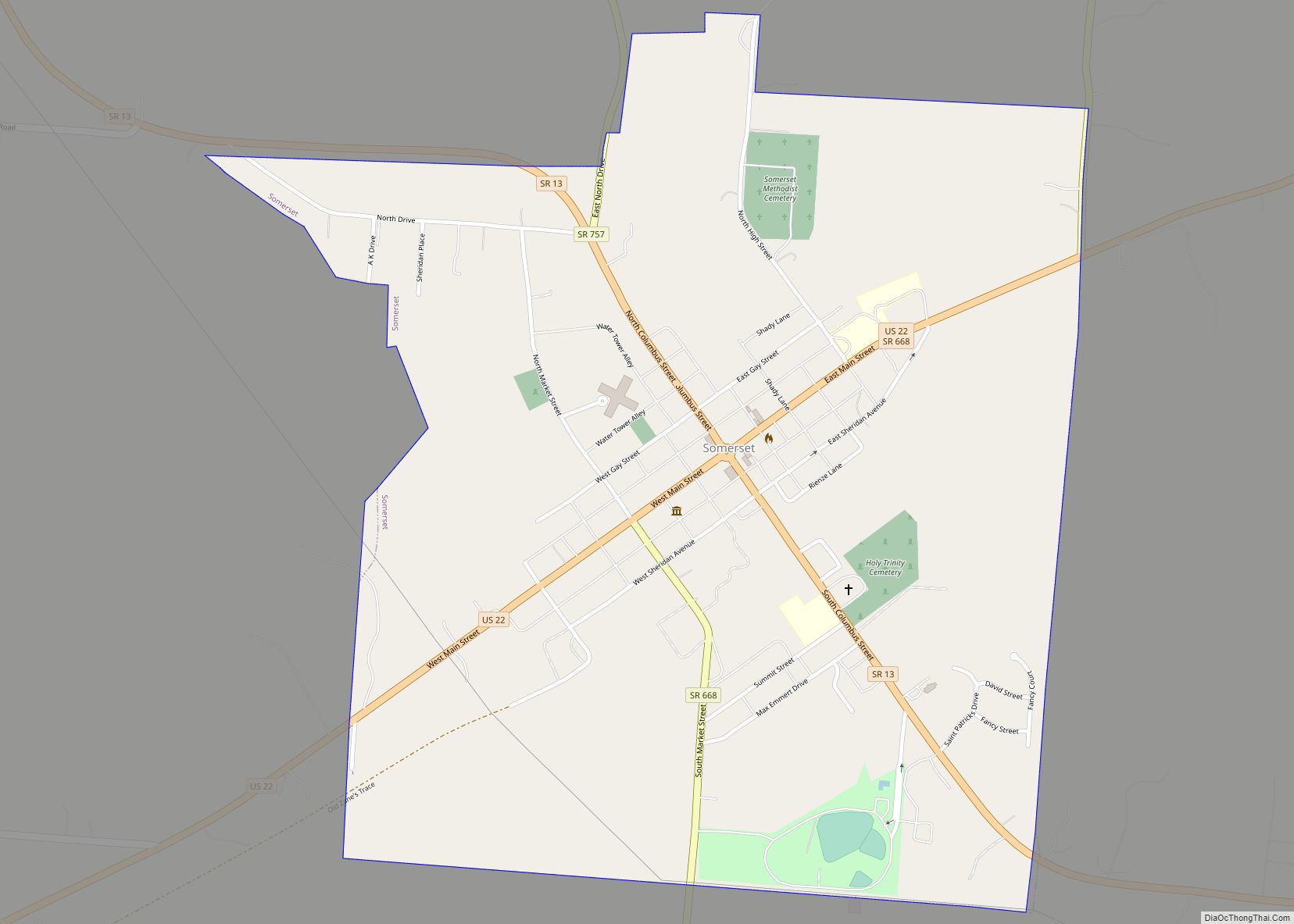 Map of Somerset village, Ohio