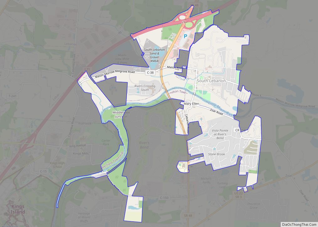 Map of South Lebanon village, Ohio