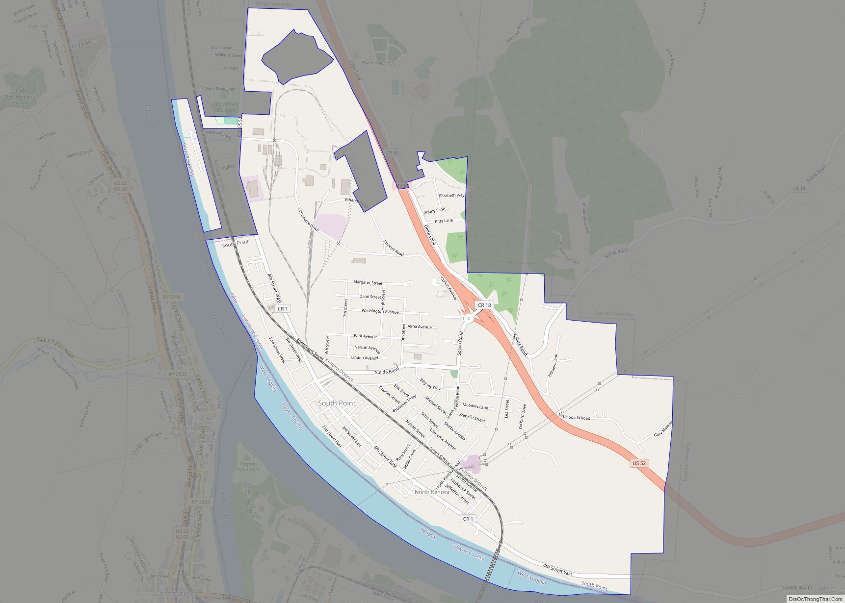 Map of South Point village