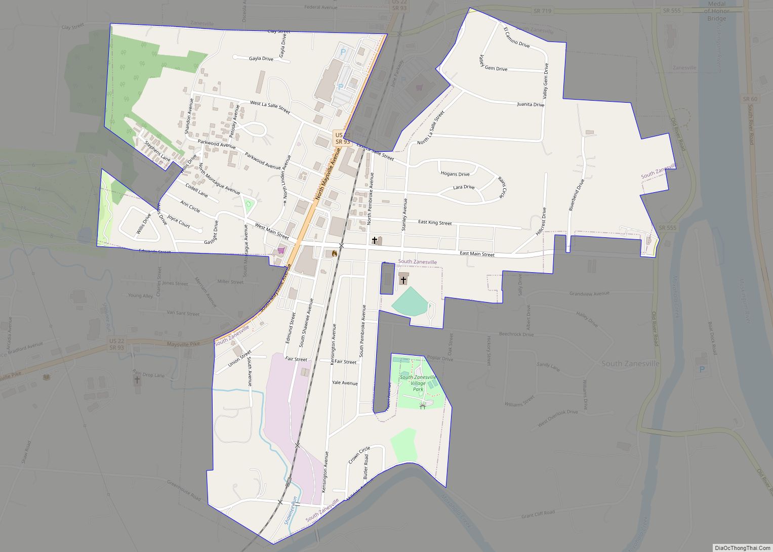 Map of South Zanesville village