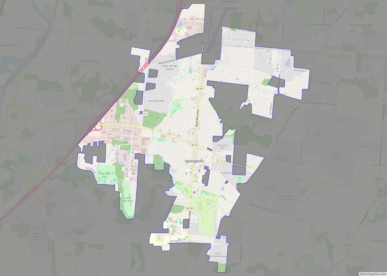 Map of Springboro city