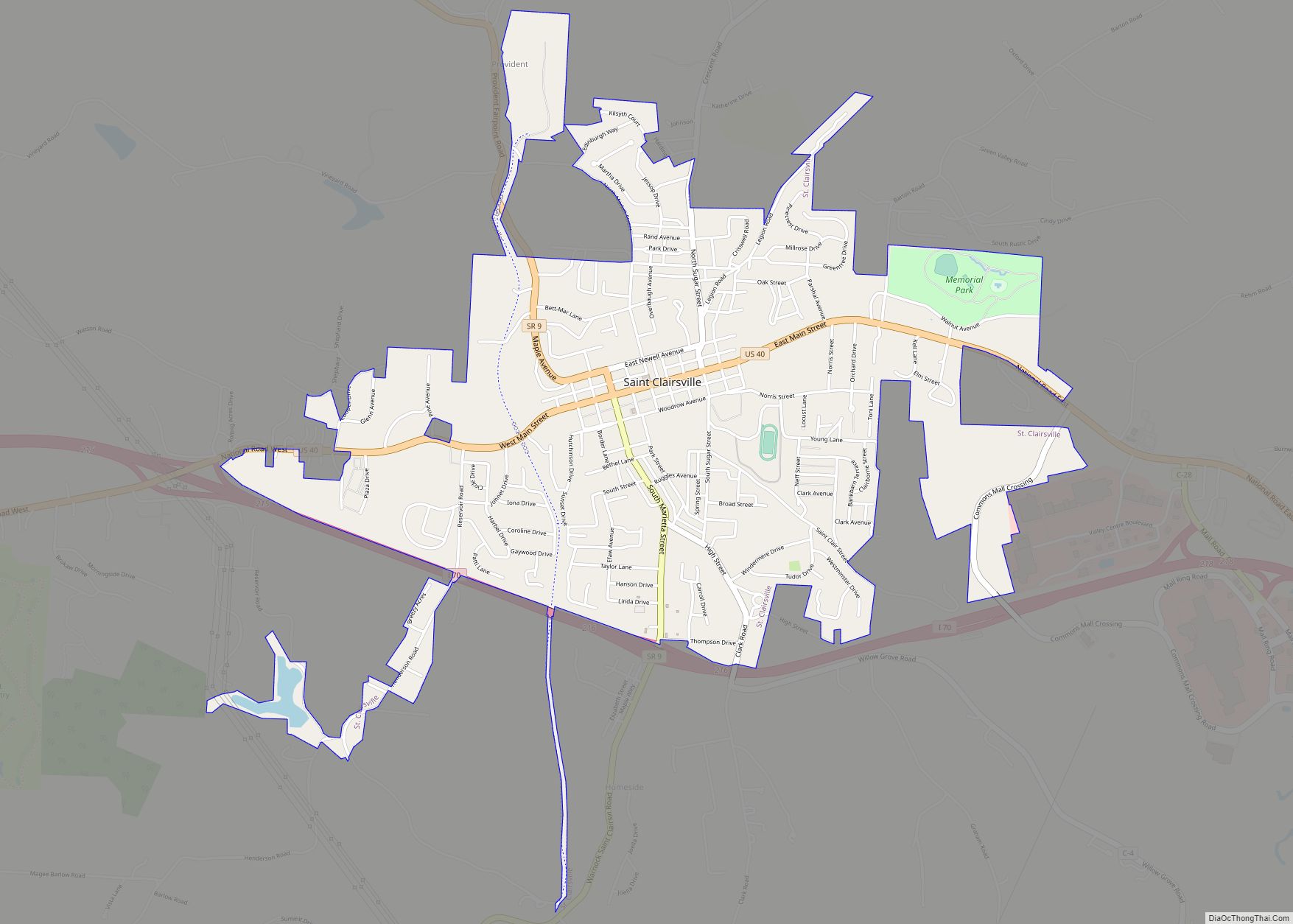 Map of St. Clairsville city, Ohio