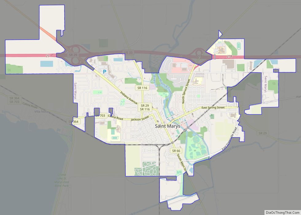 Map of St. Marys city, Ohio