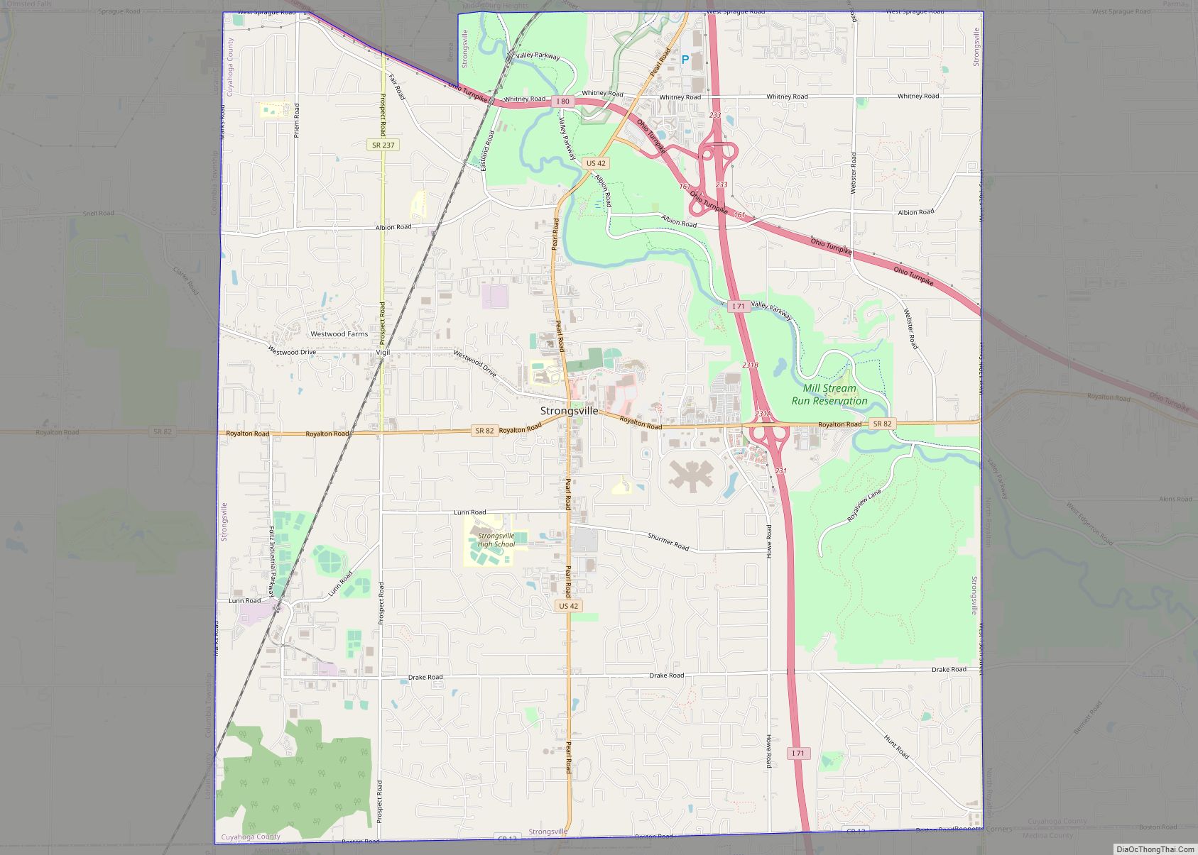 Map of Strongsville city