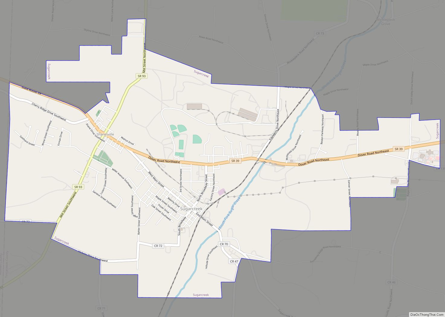 Map of Sugarcreek village