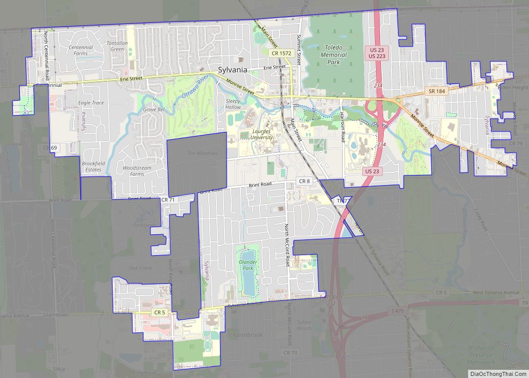 Map of Sylvania city, Ohio