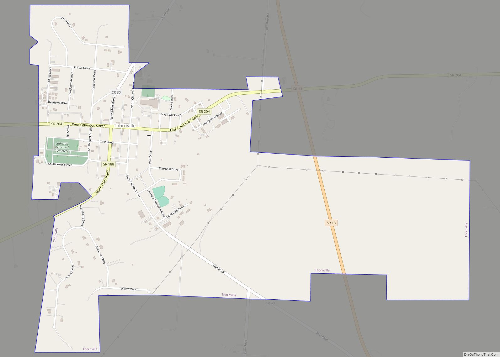 Map of Thornville village