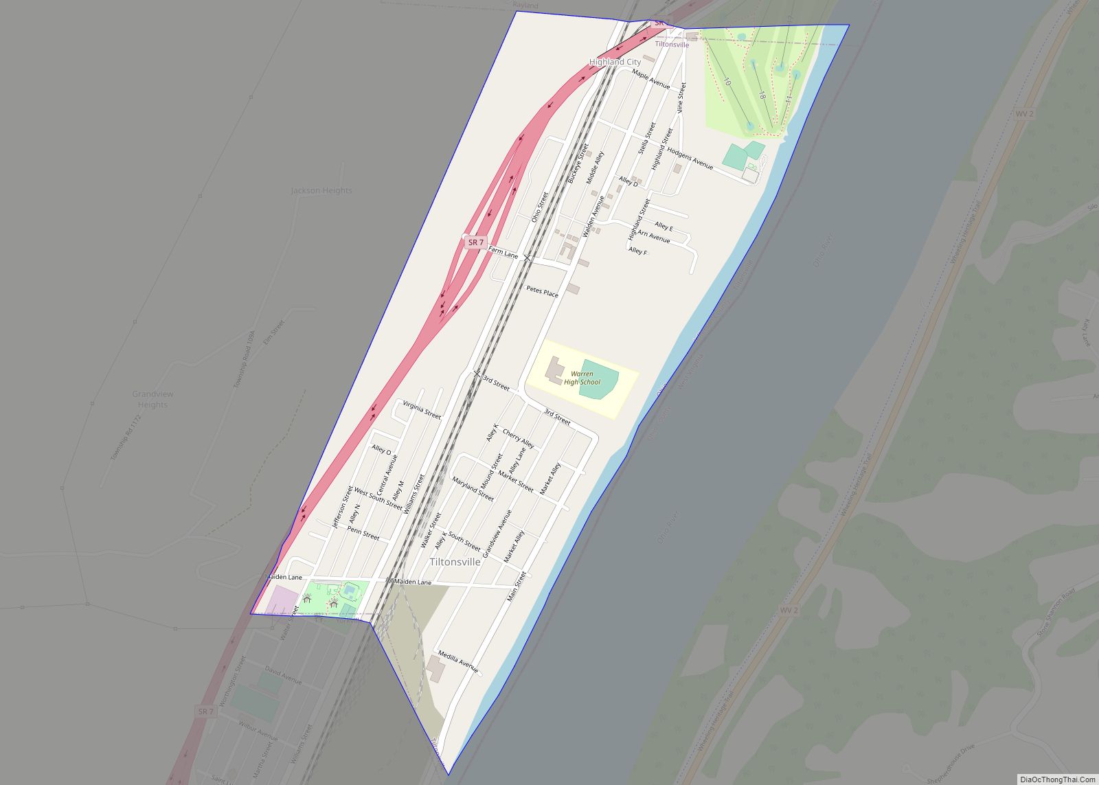 Map of Tiltonsville village