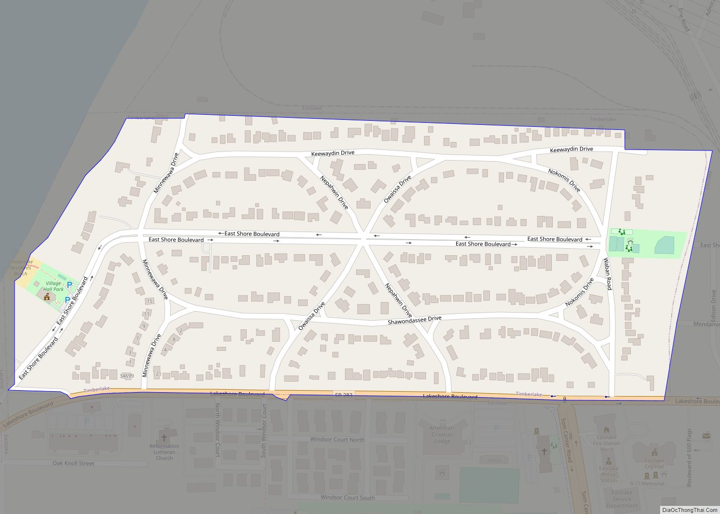 Map of Timberlake village