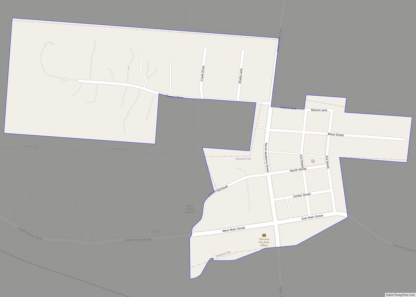 Map of Tremont City village