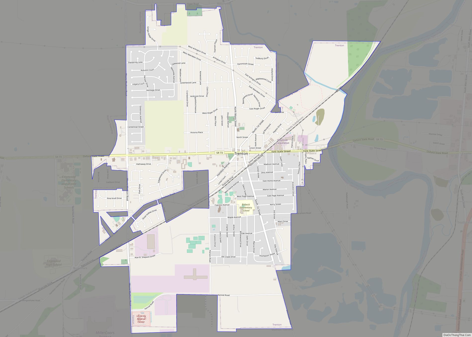 Map of Trenton city, Ohio