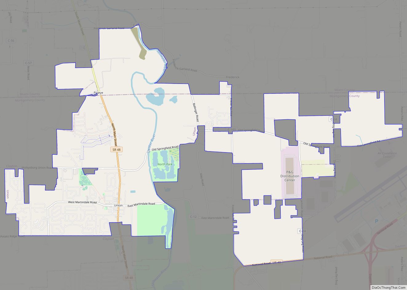 Map of Union city, Ohio