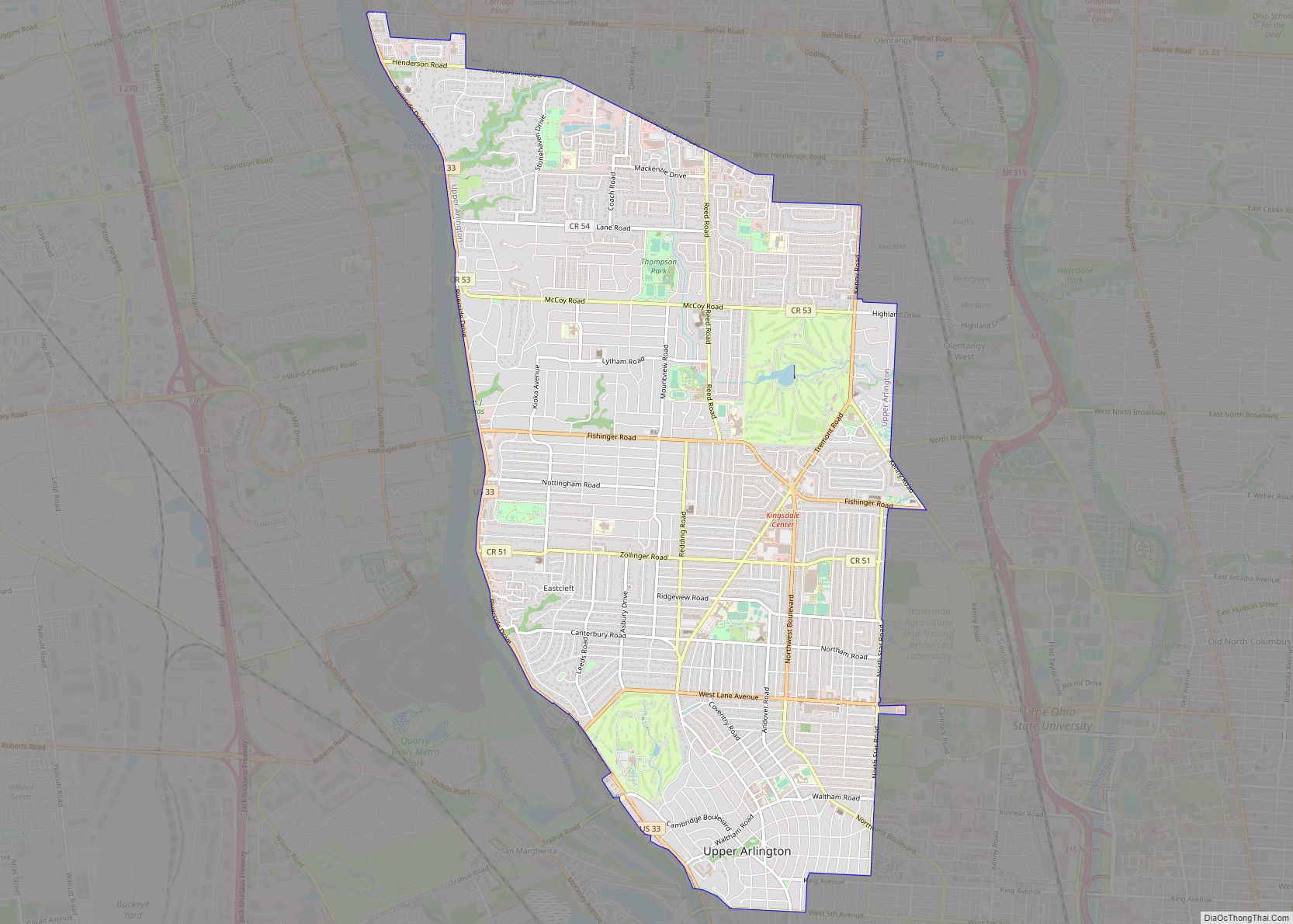 Map of Upper Arlington city
