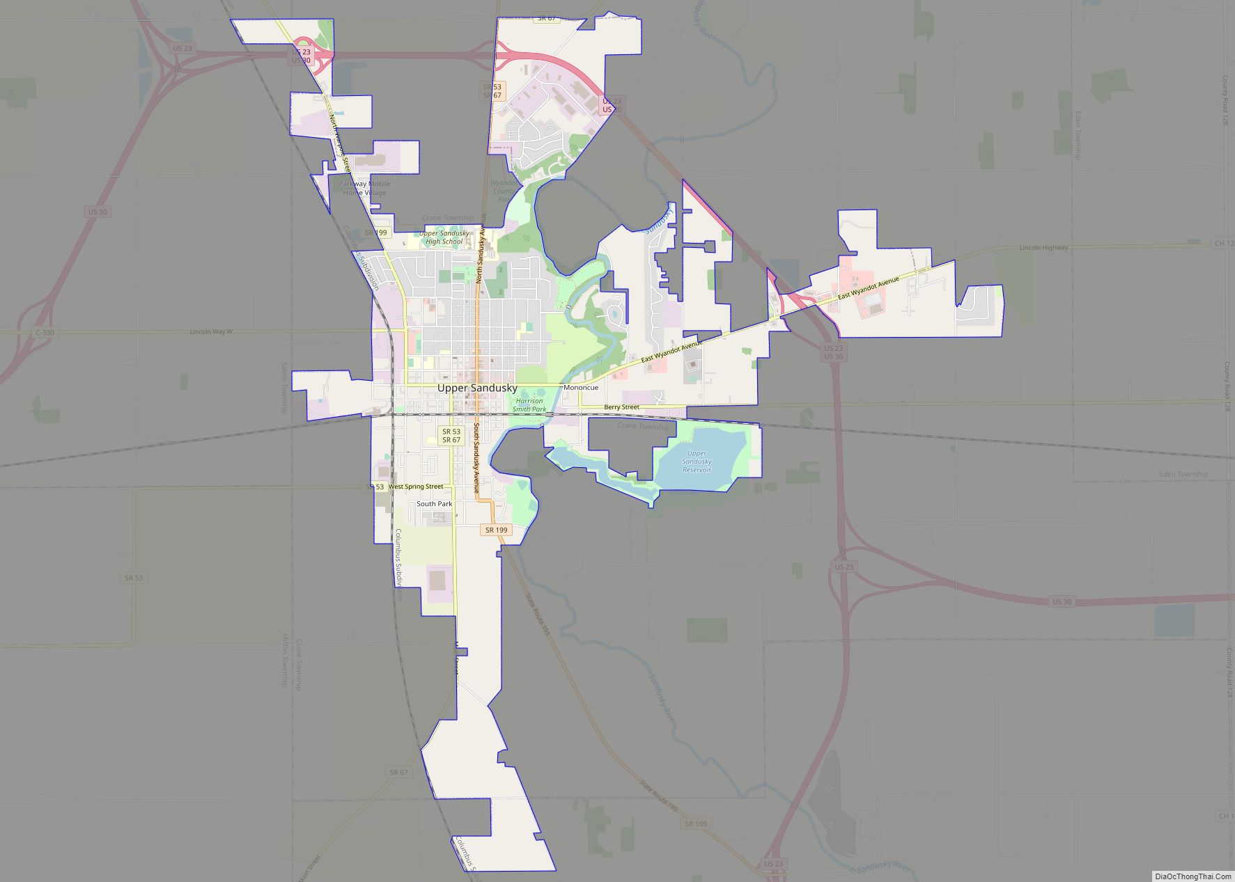 Map of Upper Sandusky city