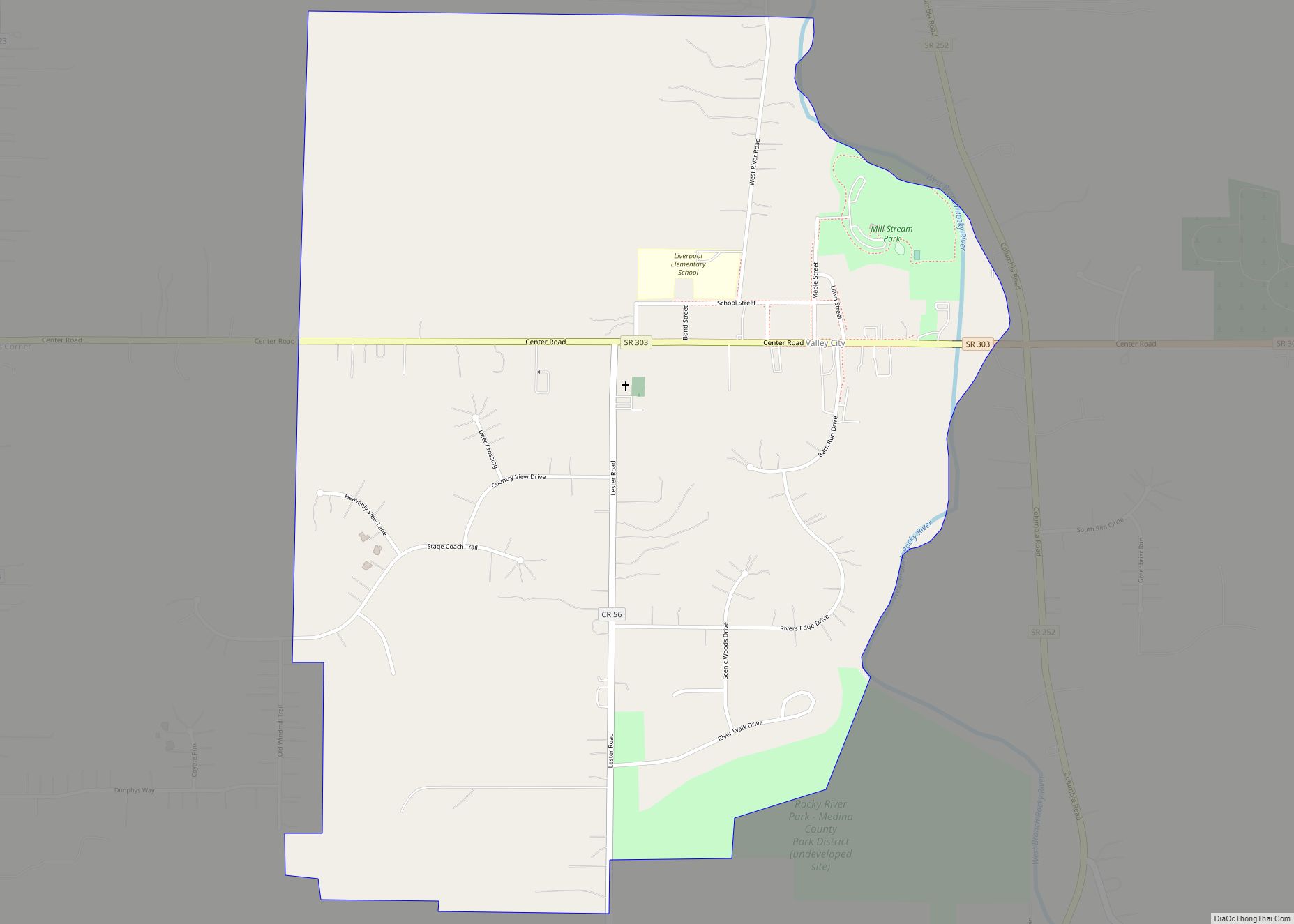 Map of Valley City CDP, Ohio