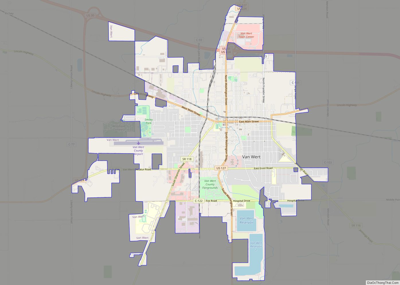 Map of Van Wert city, Ohio