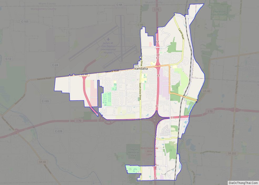 Map of Vandalia city, Ohio