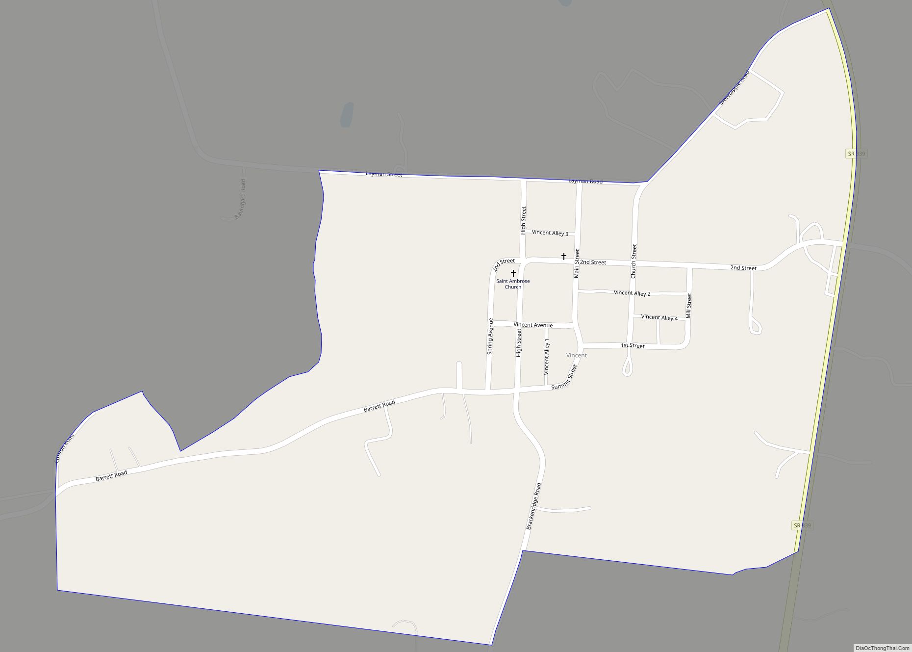 Map of Vincent CDP, Ohio