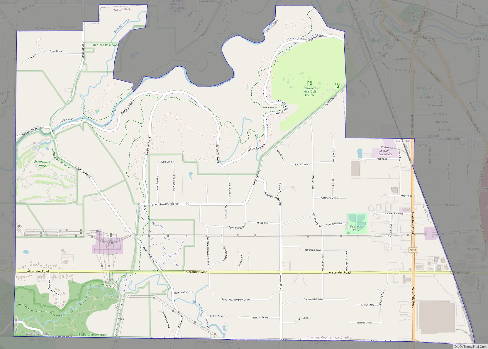 Map of Walton Hills village
