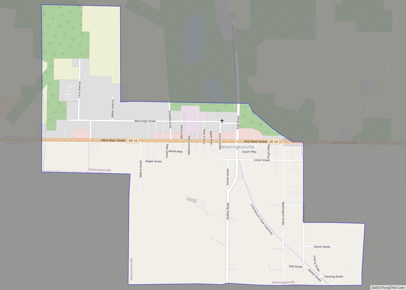 Map of Washingtonville village, Ohio