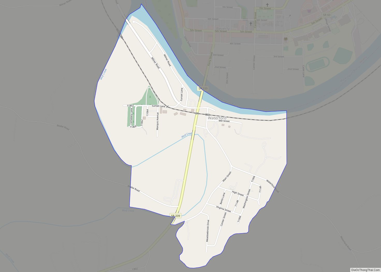 Map of Waterford CDP, Ohio