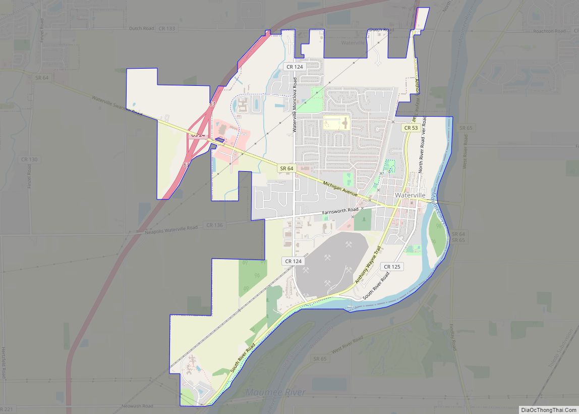 Map of Waterville city, Ohio