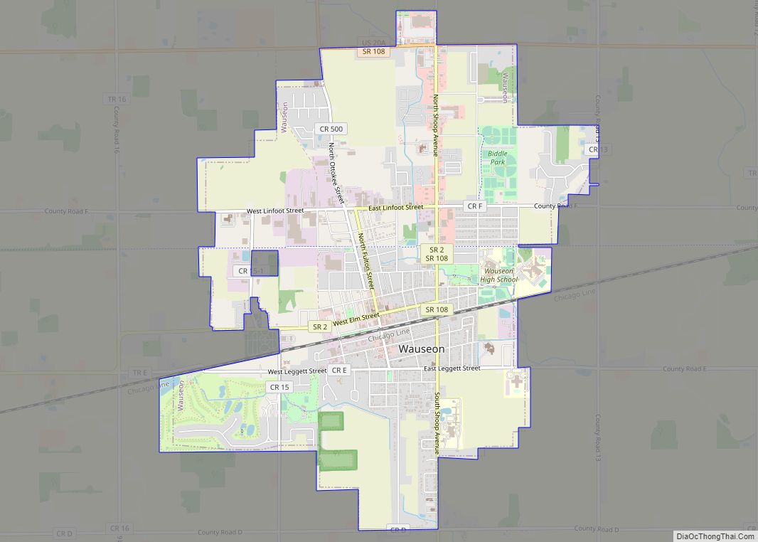 Map of Wauseon city