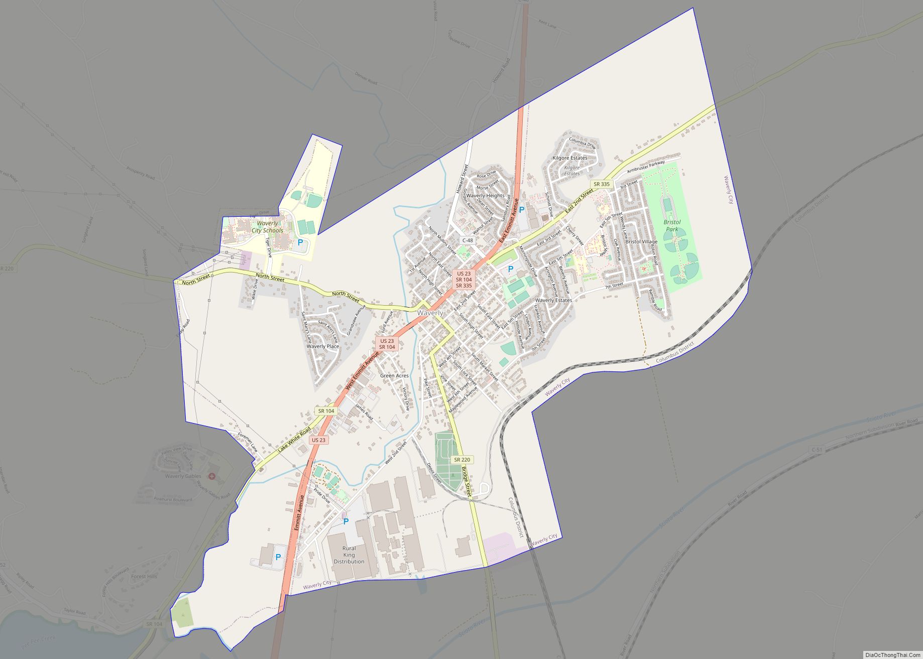 Map of Waverly village, Ohio