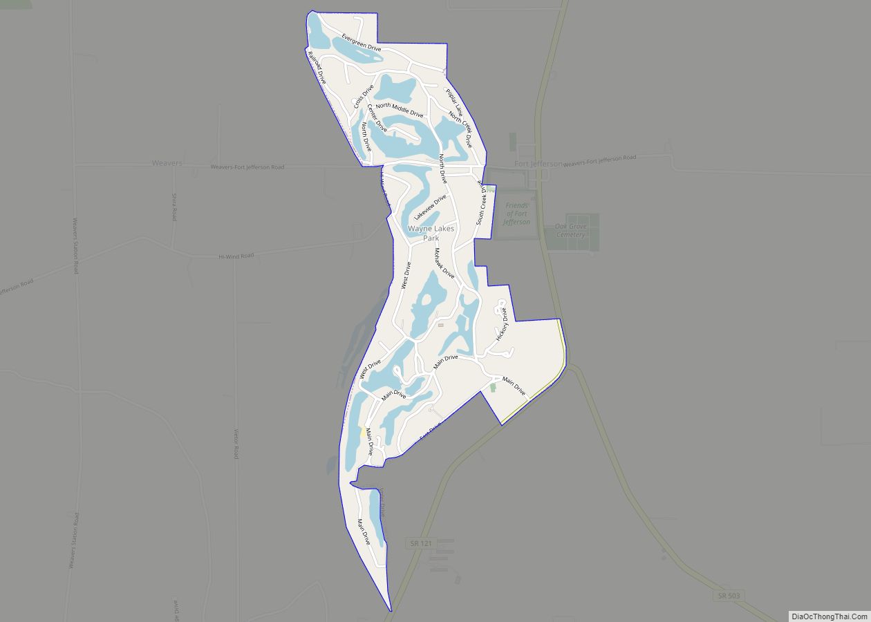 Map of Wayne Lakes village