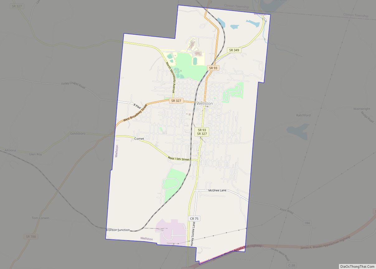 Map of Wellston city, Ohio