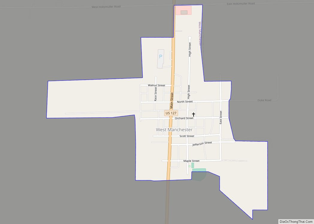 Map of West Manchester village