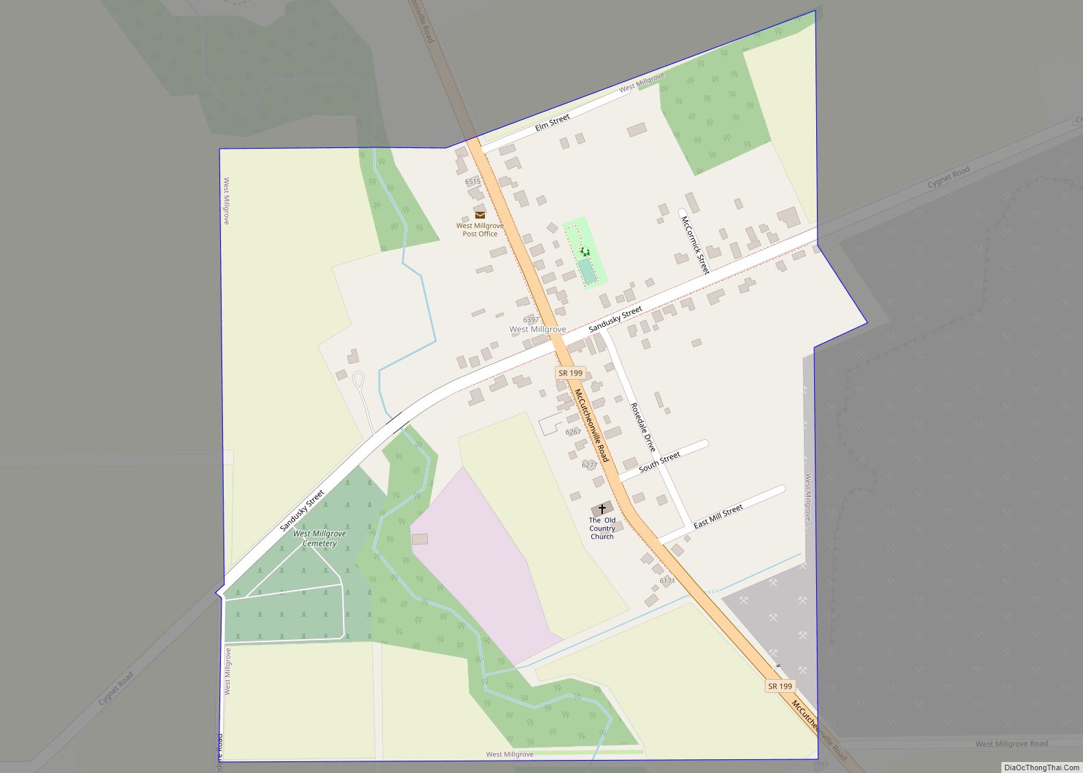 Map of West Millgrove village