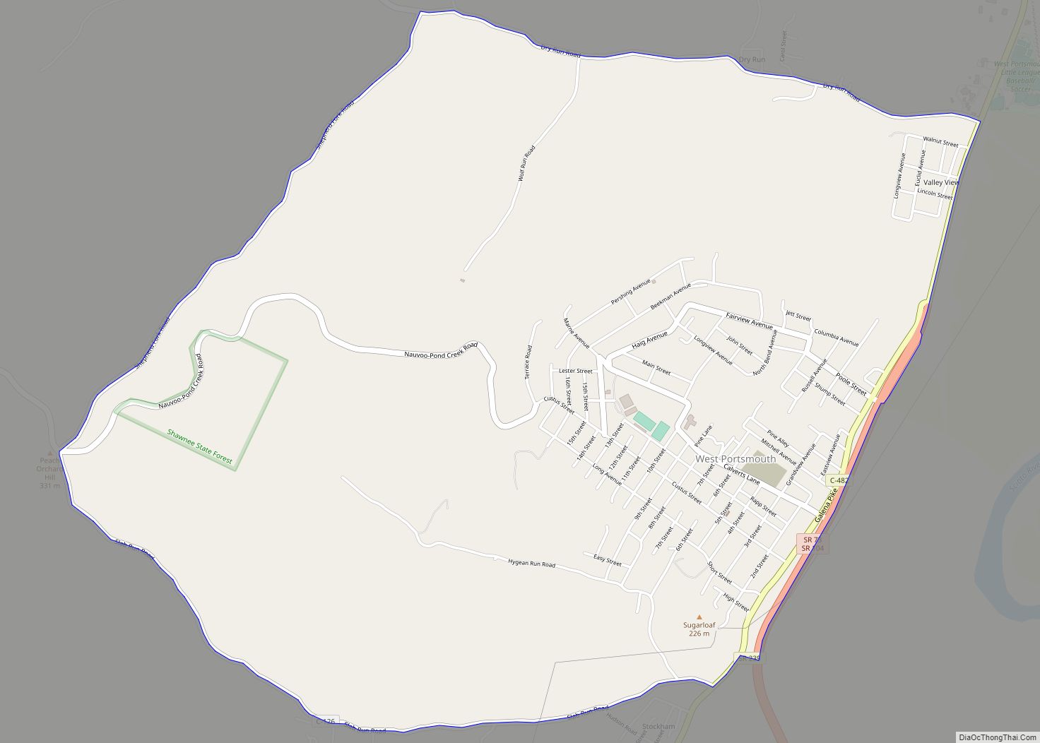 Map of West Portsmouth CDP