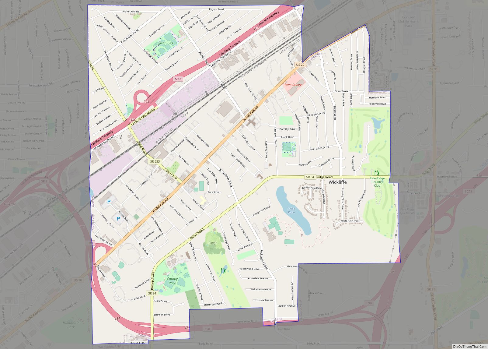 Map of Wickliffe city, Ohio